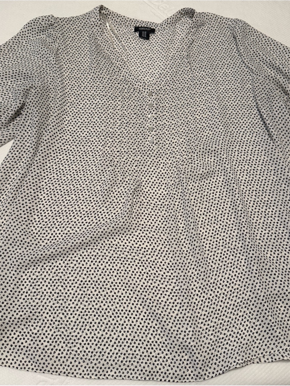 Jones New York Cream Blouse with Black Dot Print